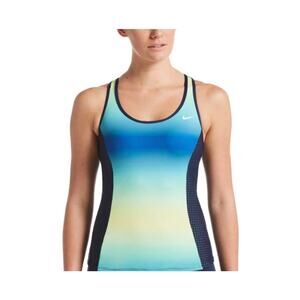 Nike Spectrum Keyhole Back workout Swimsuit Tankini Top tank shirt sz Large